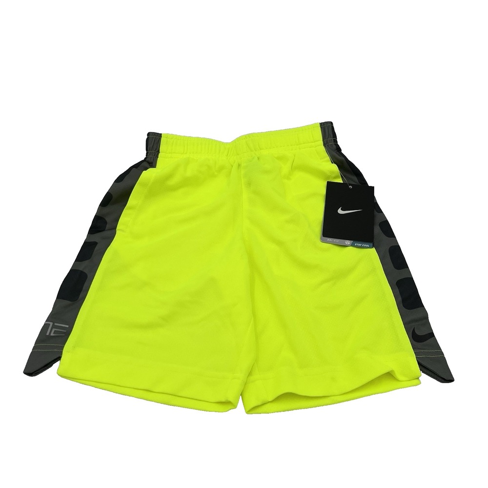 Nike Elite Dri-Fit Stay Cool Boys Shorts with Pockets Size 4 Yellow & Gray Volt